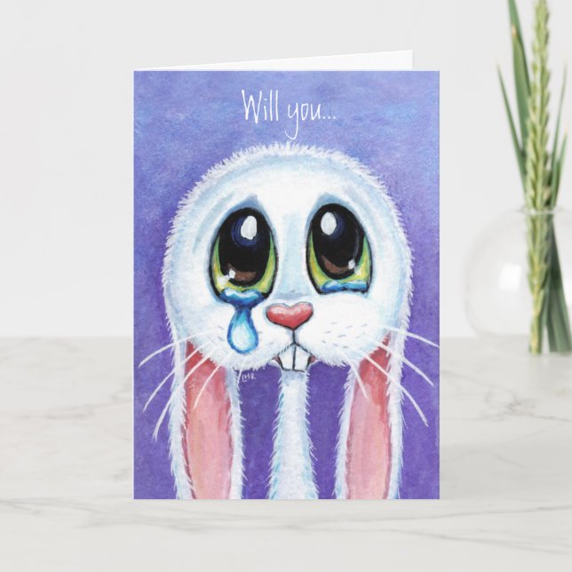 Vous serez mon Valentine - carte triste de lapin (Devant)