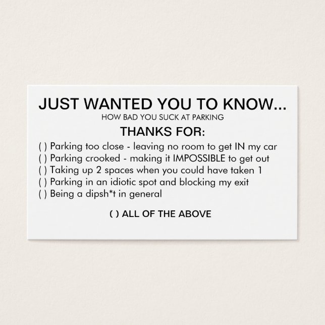 VOUS SUCCESSEZ AU PARKING (Devant)