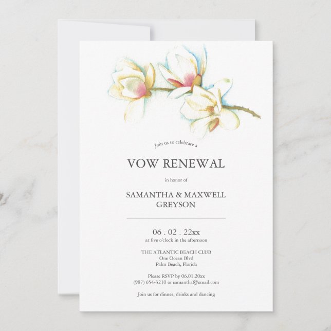 Vow Renewal Anniversary Invitations Floral (Front)