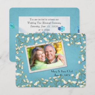 Vow Renewal baby's breath border with photo Invitation