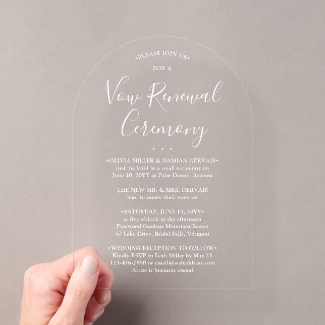 Vow Renewal Ceremony Sequel Wedding Celebration Acrylic Invitations (Insitu (Handheld))