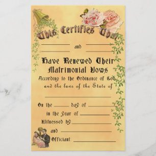 Vow Renewal Certificate - Customizable, Frameable