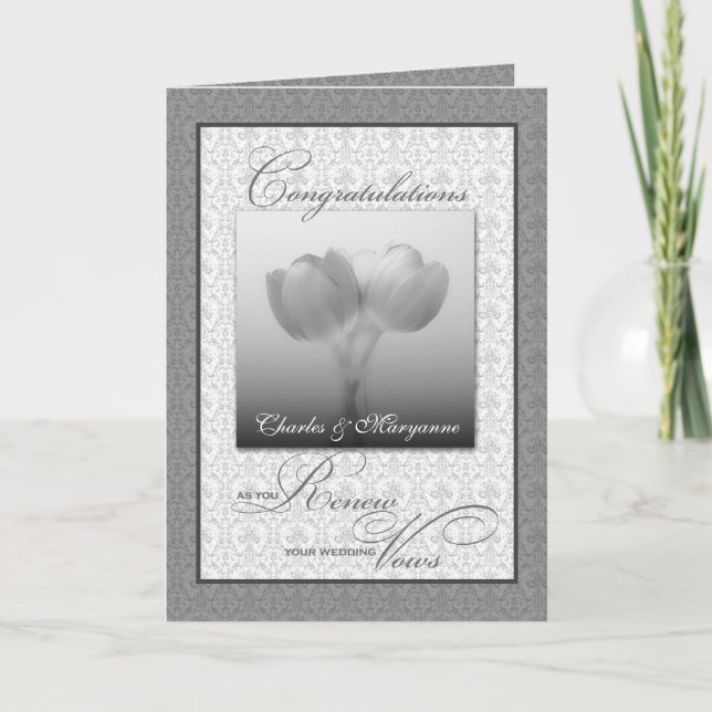 Vow Renewal Congratulations Silver Tulips Card (Front)