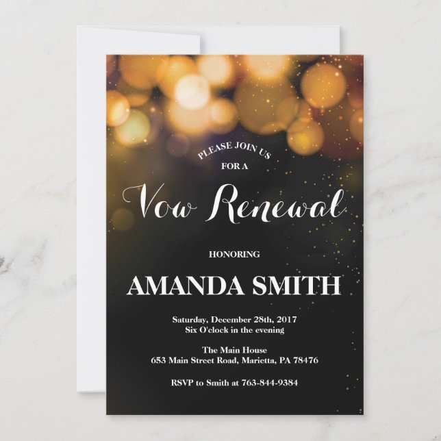 Vow Renewal Invitation Card Gold Parties scintilla (Devant)
