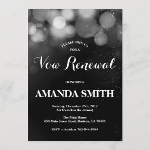 Vow Renewal Invitation Card Silver Glitter