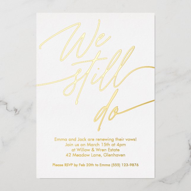 Vow Renewal Invitations Simple Gold Foil (Recto)
