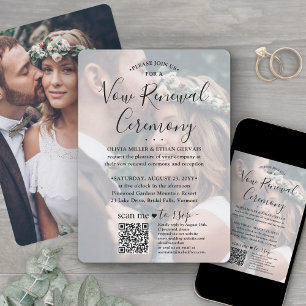 Vow Renewal QR Code RSVP 2 Photo Sequel Wedding Invitation