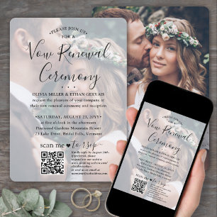 Vow Renewal QR Code RSVP 2 Photo Sequel Wedding Invitation