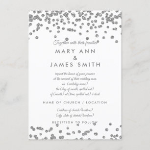 Vow Renewal Silver Faux Glitter Confetti White Invitation
