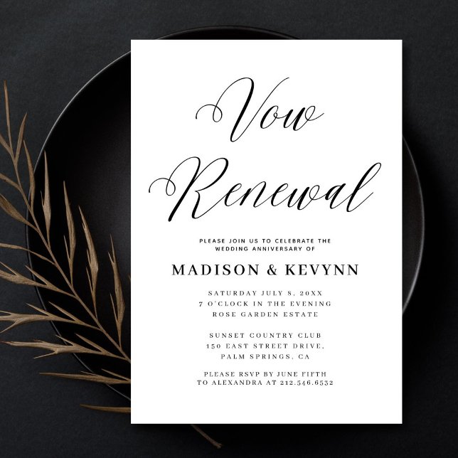 Vow Renewal Simple Black and White Typography  Invitation (Creator Uploaded)