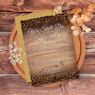 Vow Renewal We Still Do Golden Love Hearts Rustic Invitation