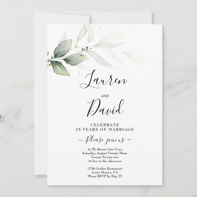 Vow Renouveau verdure Invitation (Devant)