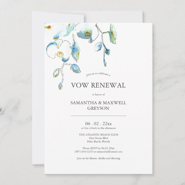Vow Renouvellement Anniversaire Invitations Floral (Devant)