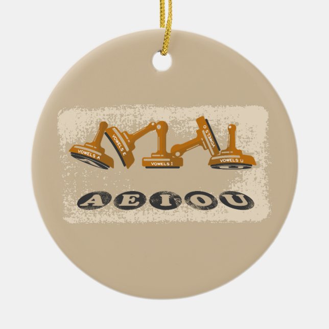 Vowels AEIOU English language Ceramic Ornament (Front)