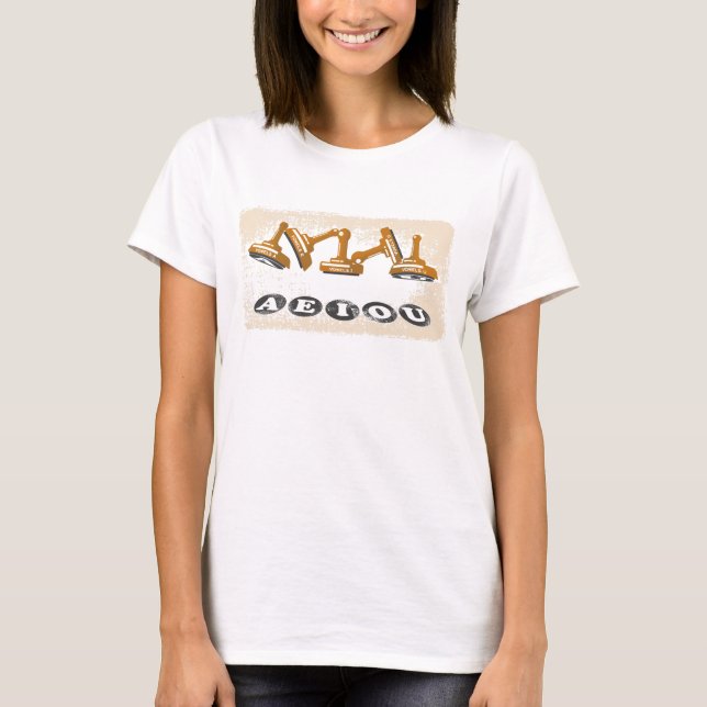 Vowels AEIOU English language T-Shirt (Front)