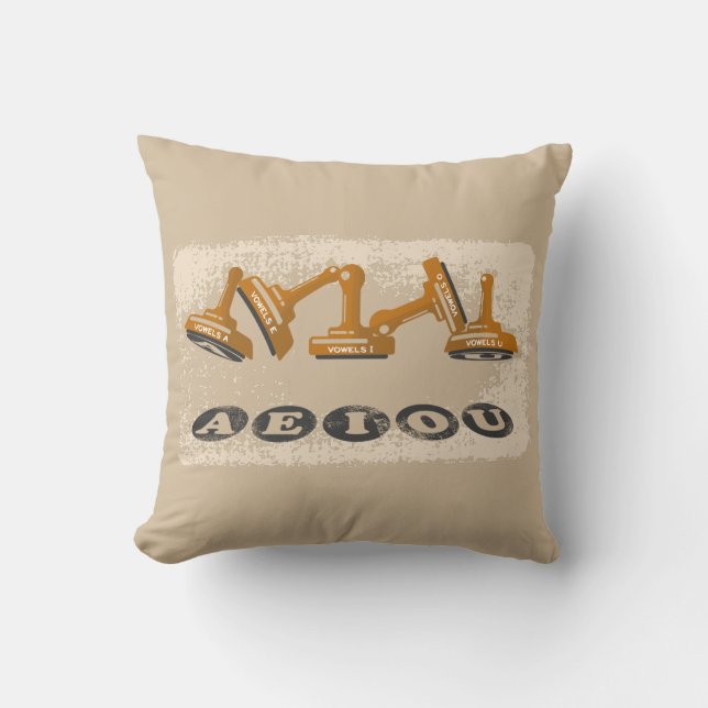 Vowels AEIOU English language Throw Pillow (Front)