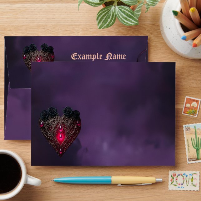 Vows Beyond the Veil – Gothic Wedding Art  Envelope (Desk)