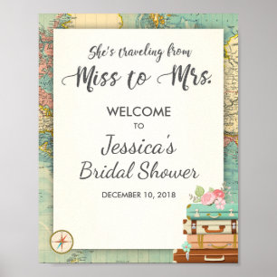 Voyage Affiche de bienvenue de douche nuptiale Mll