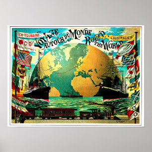  Voyage autour du monde, affiche vintage