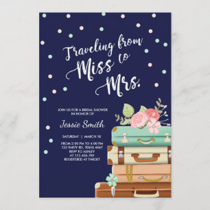 Voyage Bridal douche invitation Mlle à Mme Navy