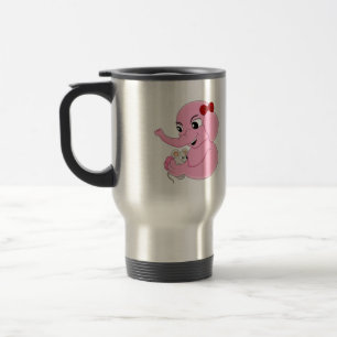 Voyage Caricature de jeune fille d'éléphant voyageant mug