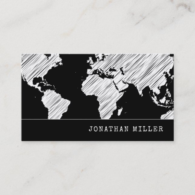 Voyage | Carte du monde | Noir et blanc | Minimali (Devant)