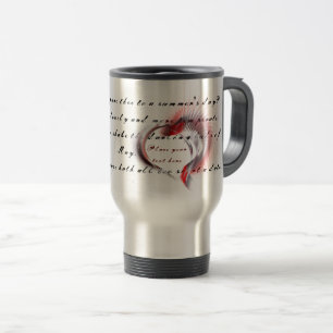 Voyage Coeur métallique avec sonnet de Shakespeare 18 Mug