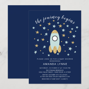 Voyage Commence Rocket Boys Baby shower Invitation