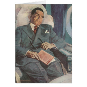 Voyage d'affaires vintage, lecture dans l'avion