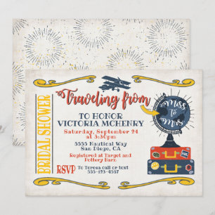 Voyage de Miss à Mme Bridal Shower invitation