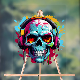 VOYAGE DJ POP ART SKULS ACrylique