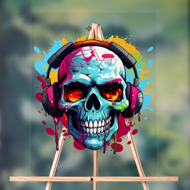 VOYAGE DJ POP ART SKULS ACrylique (Neutre)