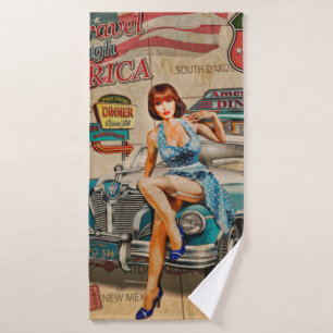 Voyage en voiture à travers le poster vintage amér