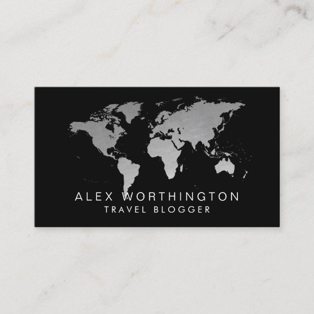 Voyage international argenté et noir de carte du (Devant)