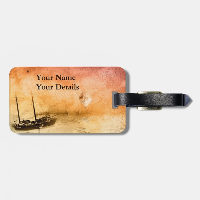 Voyage Steampunk Luggage Tag Personalised (Back Horizontal)