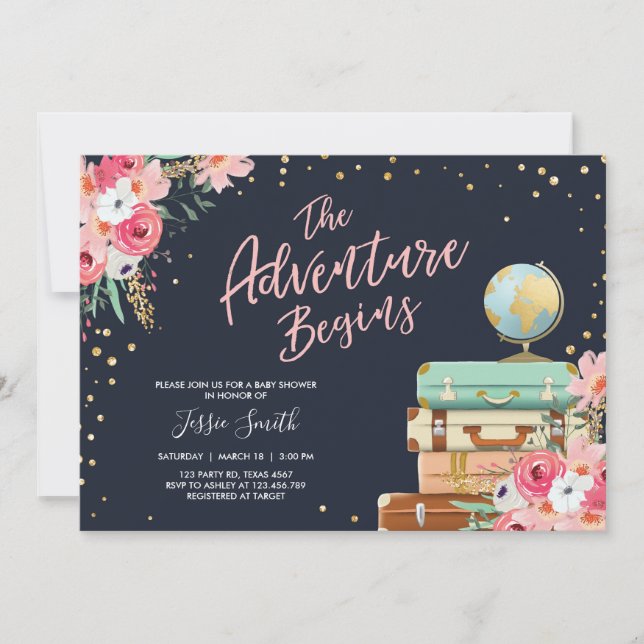 Voyage thème Baby shower invitation Aventure comme (Devant)