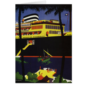 Voyage Vintage, paquebot Art Déco dans un port