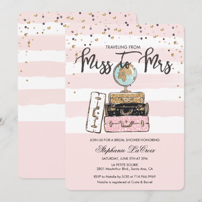 Voyager de Miss à Mme Invitation nuptiale (Devant / Derrière)