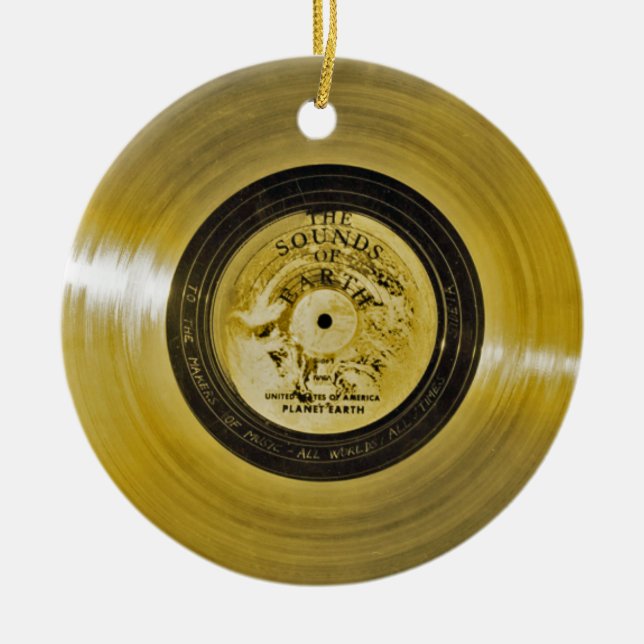 Voyager Spacecraft Golden Record and Cover Ceramic Ornament (Front)