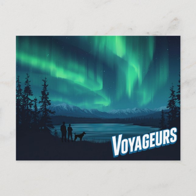 Voyageurs Aurora Borealis Art Postcard (Front)