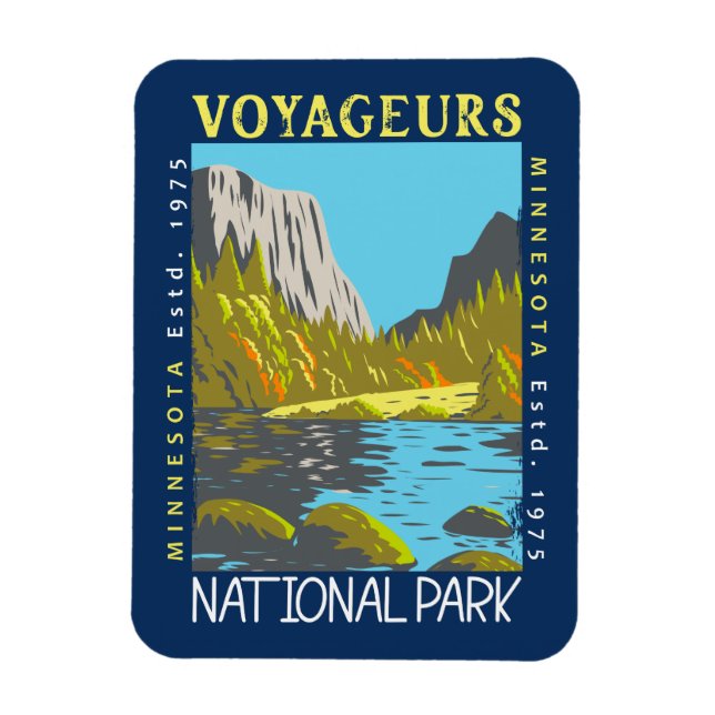 Voyageurs National Park Minnesota Retro Distressed Magnet (Vertical)