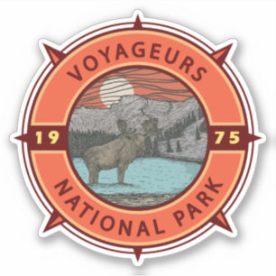 Voyageurs National Park Moose Retro Compass Emblem