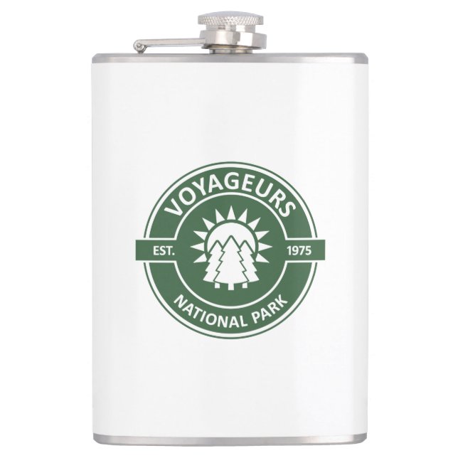 Voyageurs National Park Sun Trees Hip Flask (Front)
