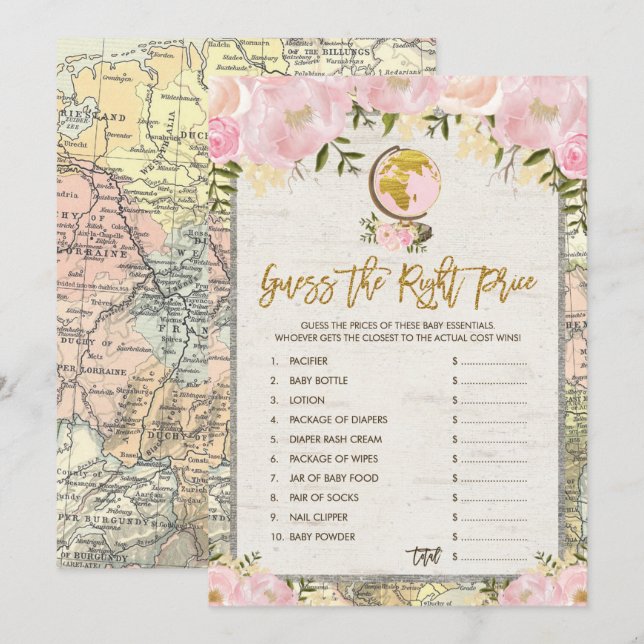 Voyagez Guess au bon prix Baby shower carte de jeu (Devant / Derrière)