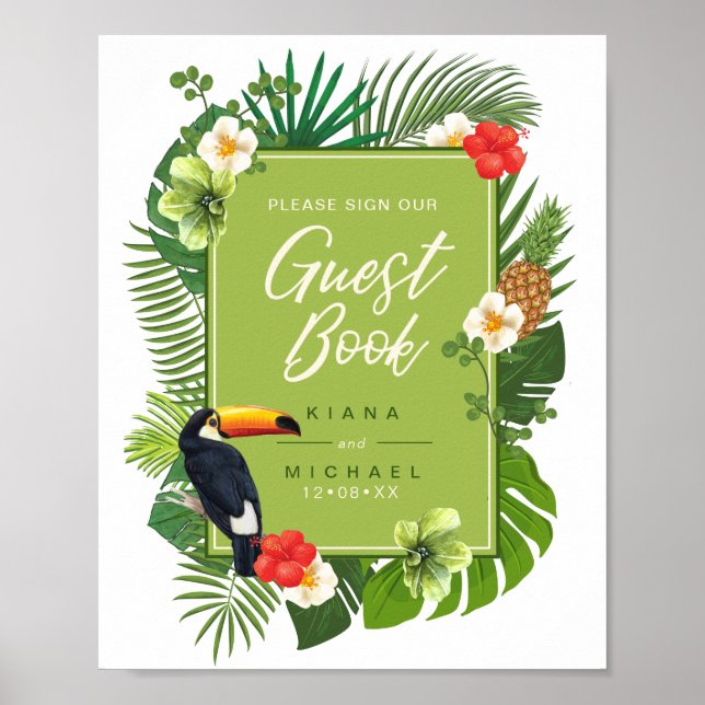 Voyant d'aquarelle Tropical Livre d'or Green ID577 (Devant)