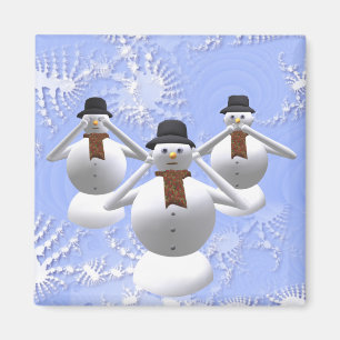 Voyez, Écoute, Ne Parle Pas Mal Snowman Magnet Noë
