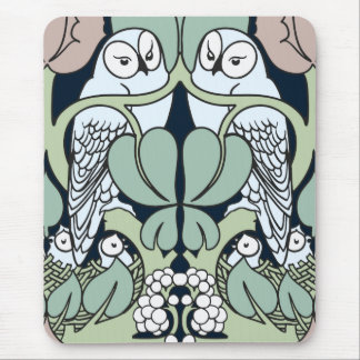 Voysey Art Nouveau Owl Nest Pattern Mouse Pad