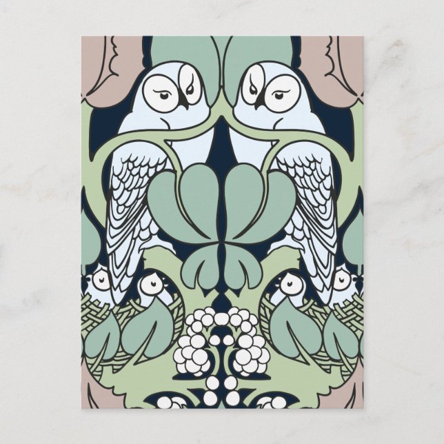 Voysey Art Nouveau Owl Nest Pattern Postcard (Front)