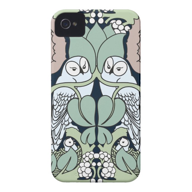 Voysey Art Nouveau Owls Nest Pattern iPhone 4 Case (Back)