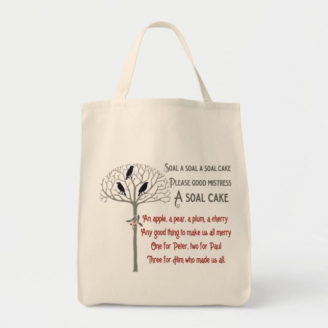 Voysey Rook and Holly Pattern Christmas Tote Bag (Front)